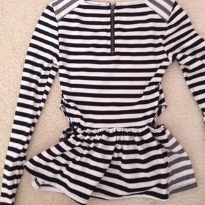 UO Black & White Striped Cutout Peplum Top